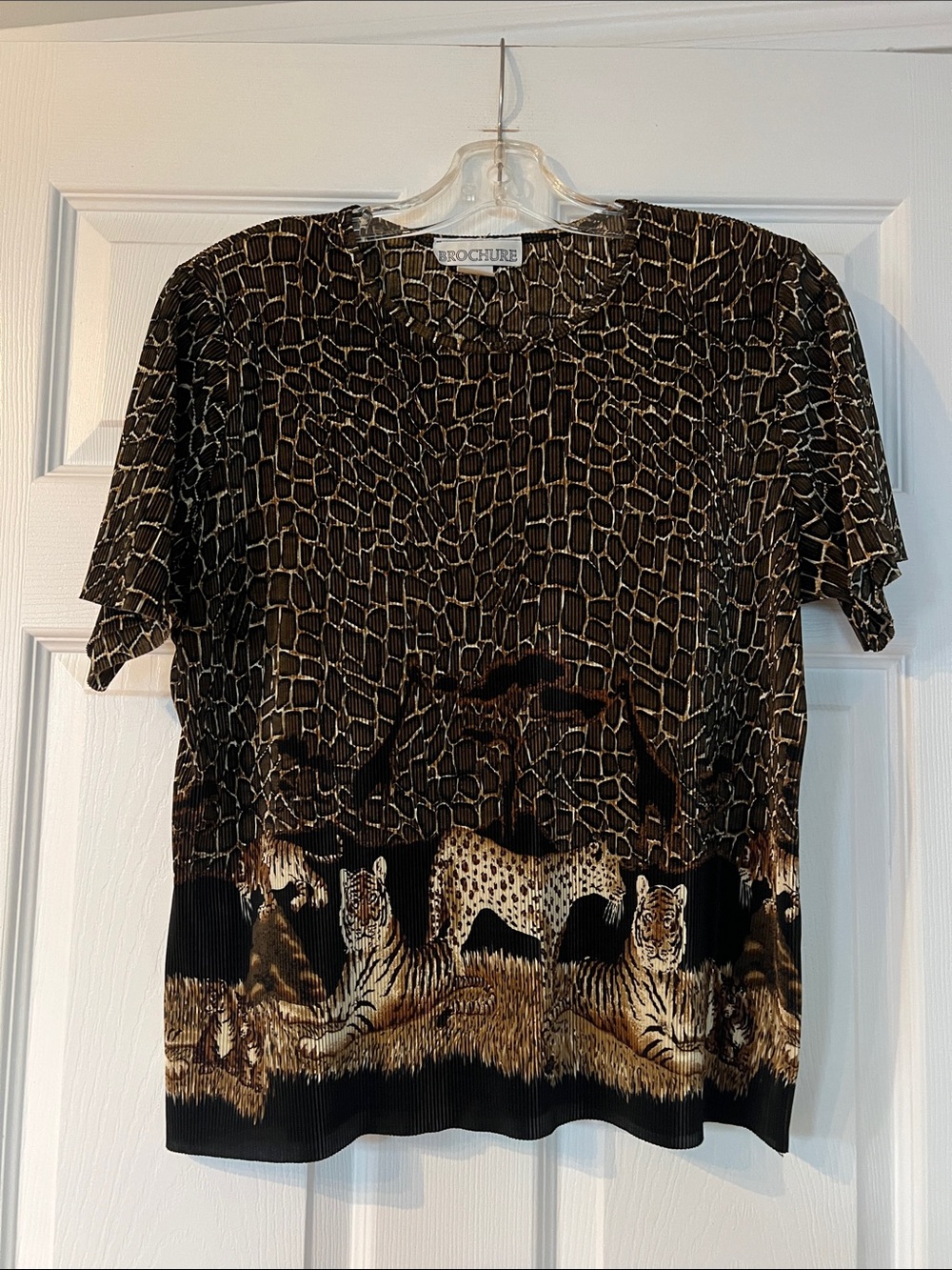 Brochure Short Sleeve Animal Print Tee in Brown